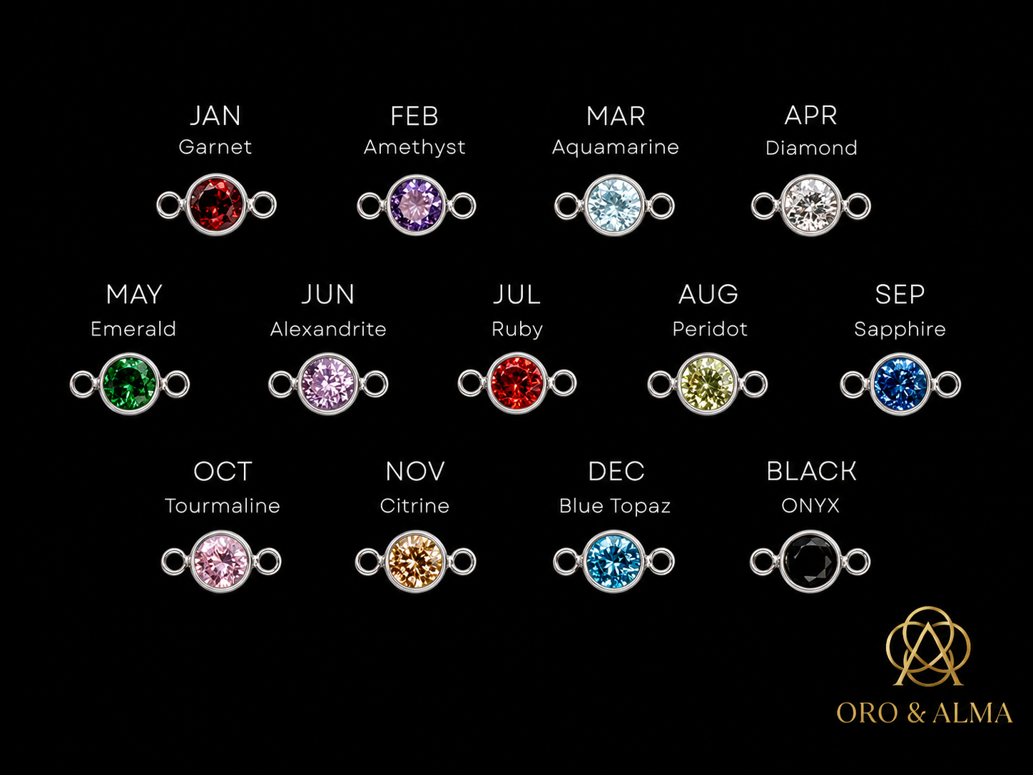 Sterling Silver Birthstone Connector