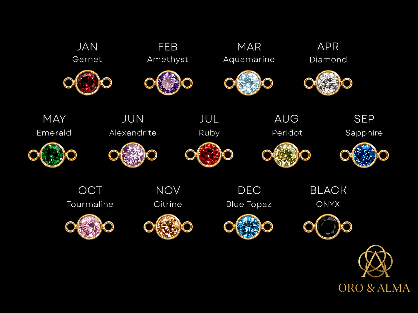 14K Gold Filled Birthstone Connectors